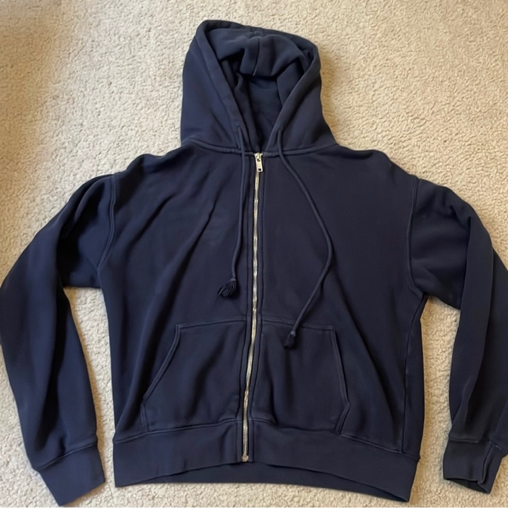 Navy Blue Brandy Melville Zip Up Hoodie